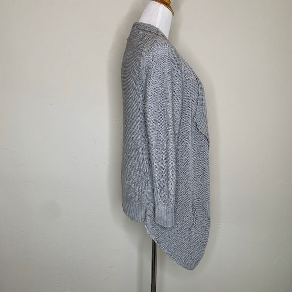Kenneth Cole Gray Open Front Waterfall Cardigan Sz Medium - Picture 4 of 8
